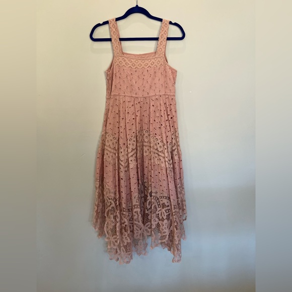 Maeve Pink Azia Lace Anthropologie Midi Dress - Picture 4 of 9